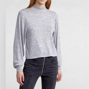 Rag & Bone Bigsloy mock neck light gray long-sleeve shirt